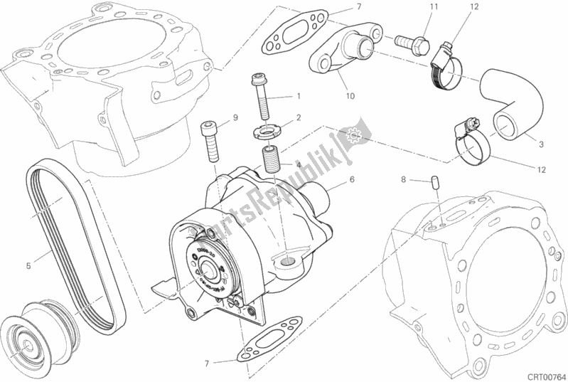 All parts for the Water Pump of the Ducati Diavel Xdiavel S Thailand 1260 2019